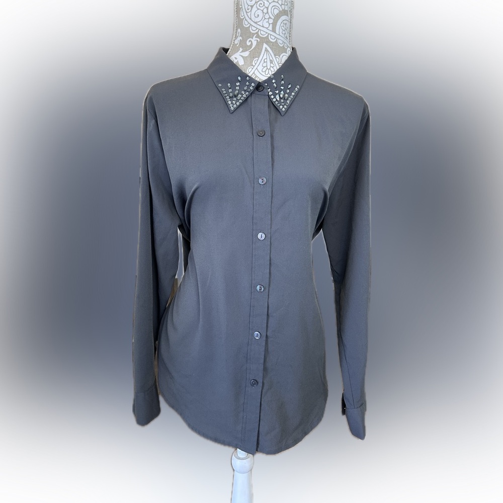 Apt. 9 Embellished gray Collar Button-Up Shirt size XL